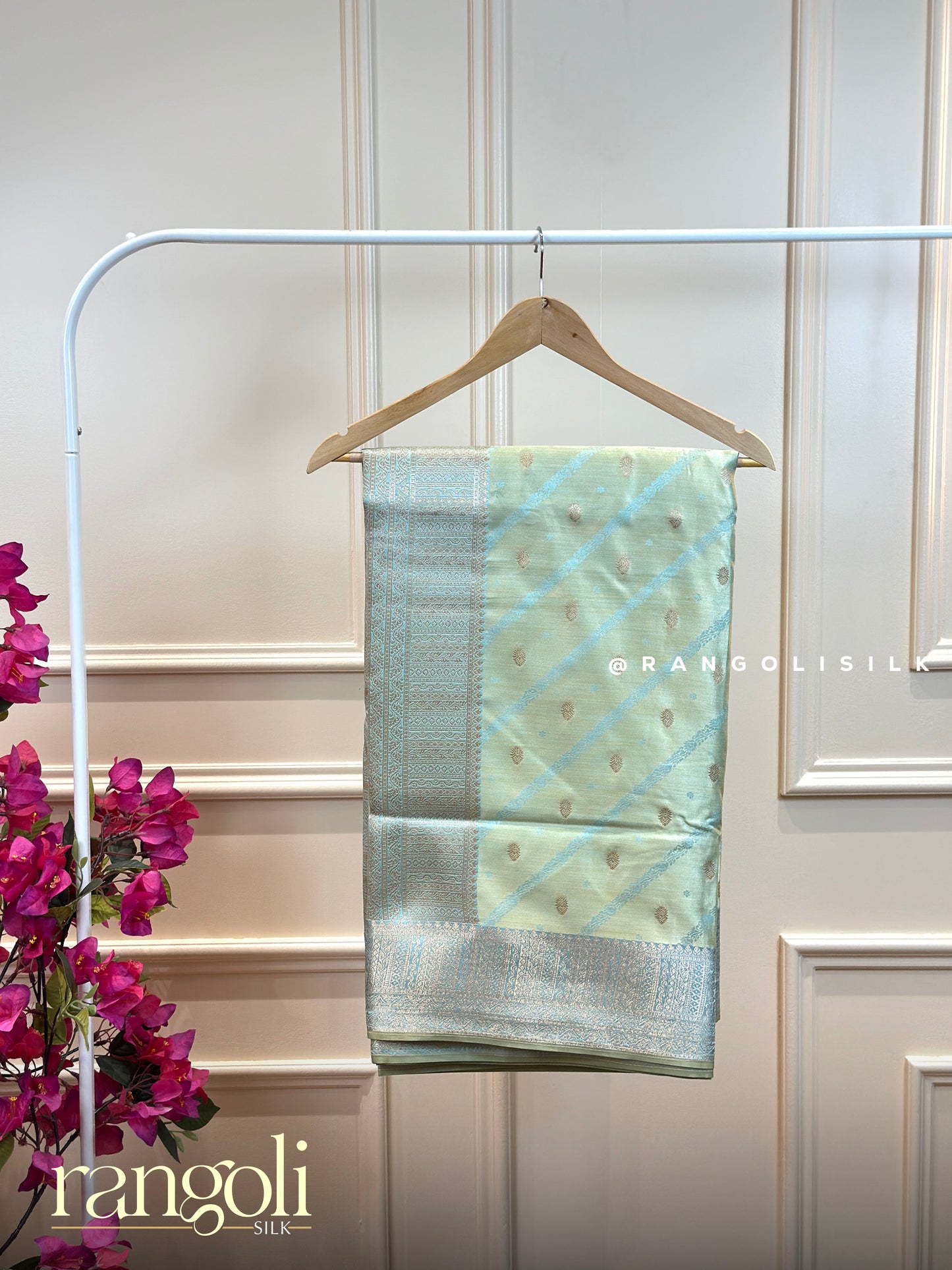 Pastel Shades Cotton Silk Sarees with Woven Zari Buttas & Rich Border - Post 982