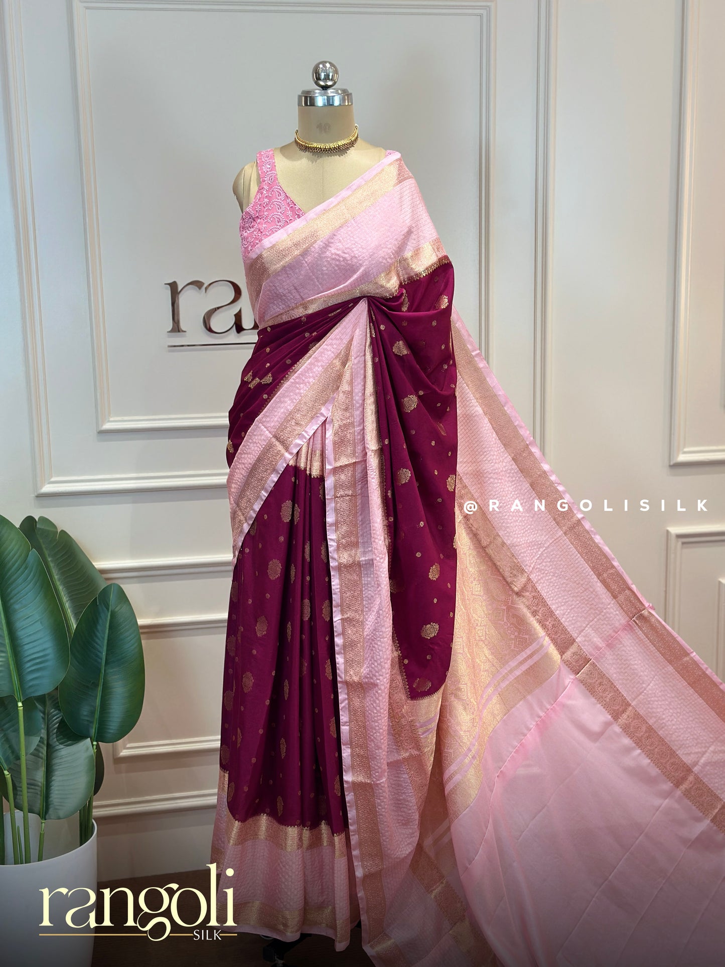 Semi Mysore Silk Saree with Elegant Buttas & Bentex Border - Post 877