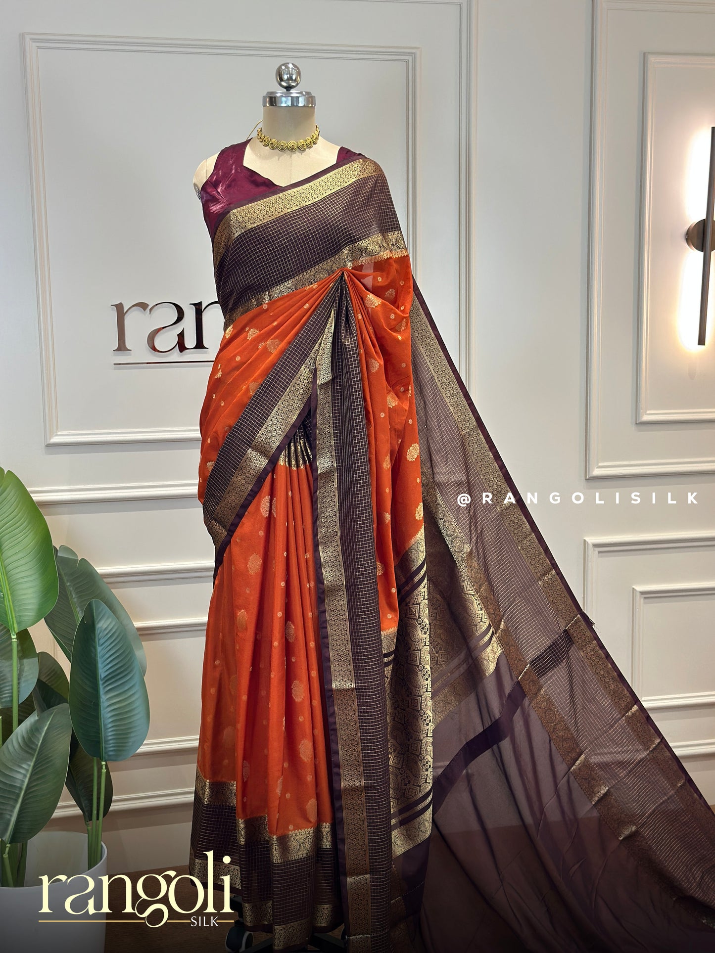 Semi Mysore Silk Saree with Elegant Buttas & Bentex Border - Post 877