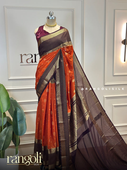 Semi Mysore Silk Saree with Elegant Buttas & Bentex Border - Post 877