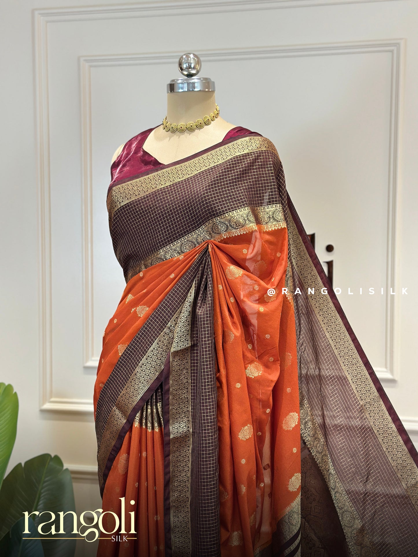 Semi Mysore Silk Saree with Elegant Buttas & Bentex Border - Post 877