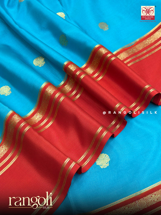 Elegant Pure Mysore Silk Saree –  Classic Motifs & Bentex Border - Post 676