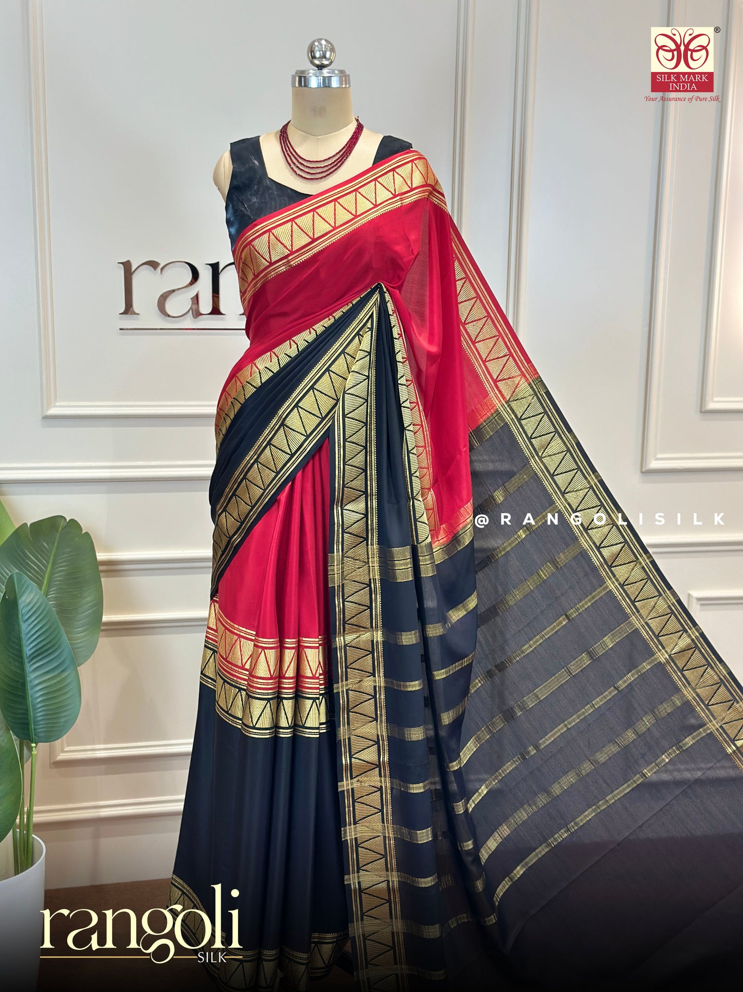 Pure Mysore Crepe Silk Saree with Half & Half Pattern & Zari Border - Post 861