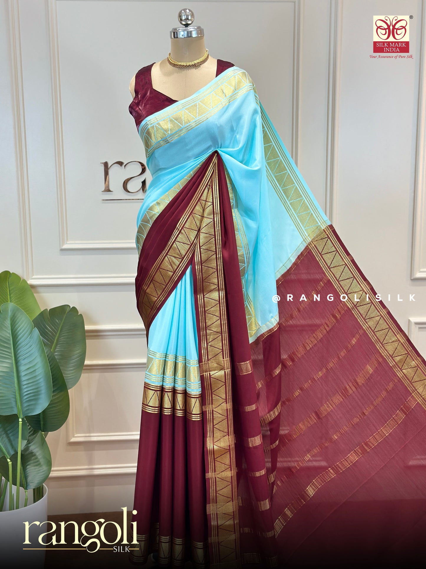Pure Mysore Crepe Silk Saree with Half & Half Pattern & Zari Border - Post 861