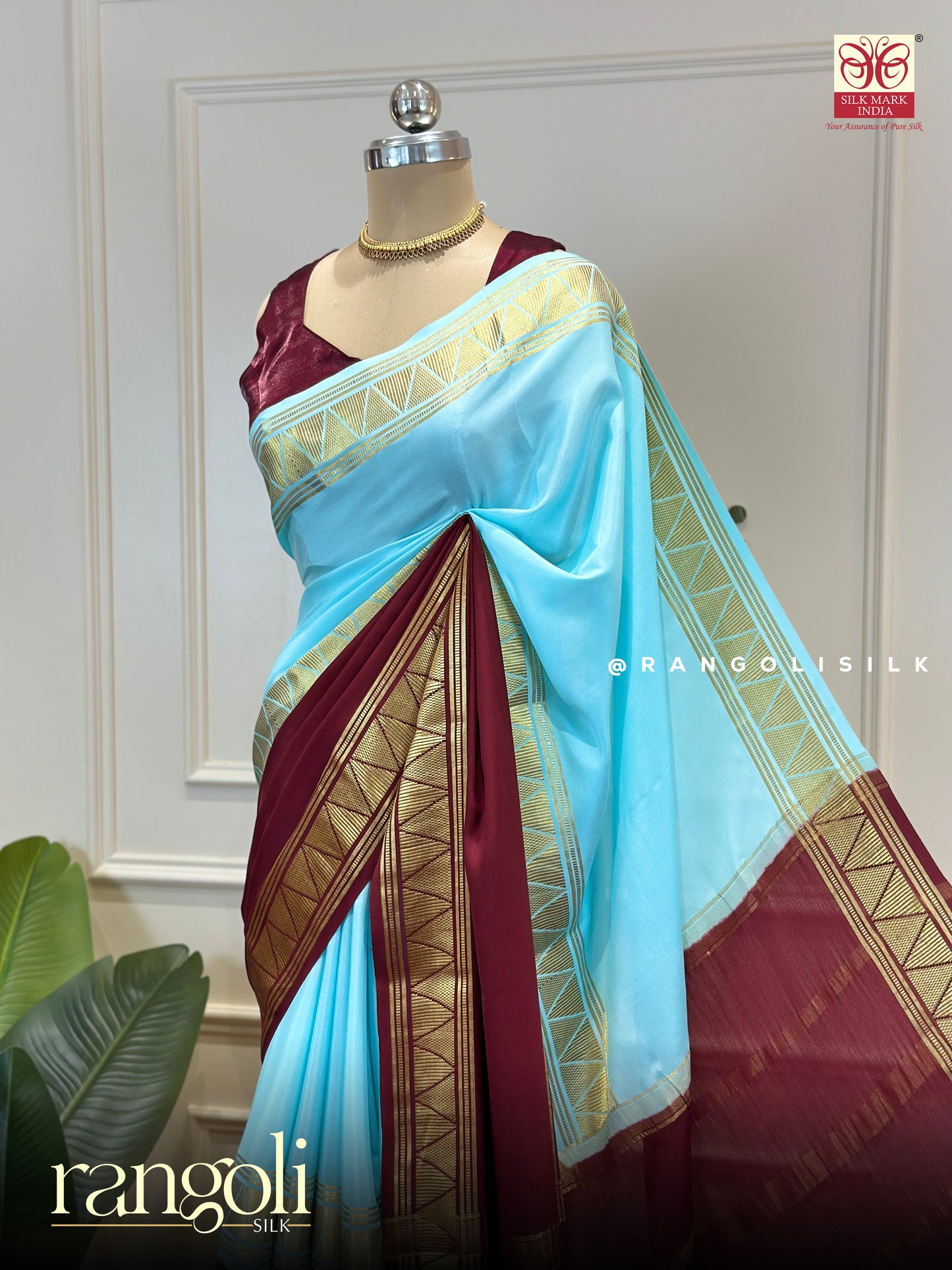 Pure Mysore Crepe Silk Saree with Half & Half Pattern & Zari Border - Post 861