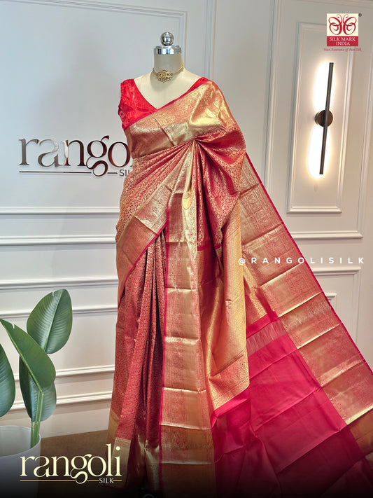 Bridal Pure Kanjivaram Silk Tissue Saree with Rich Gold Zari Work - Post 749
