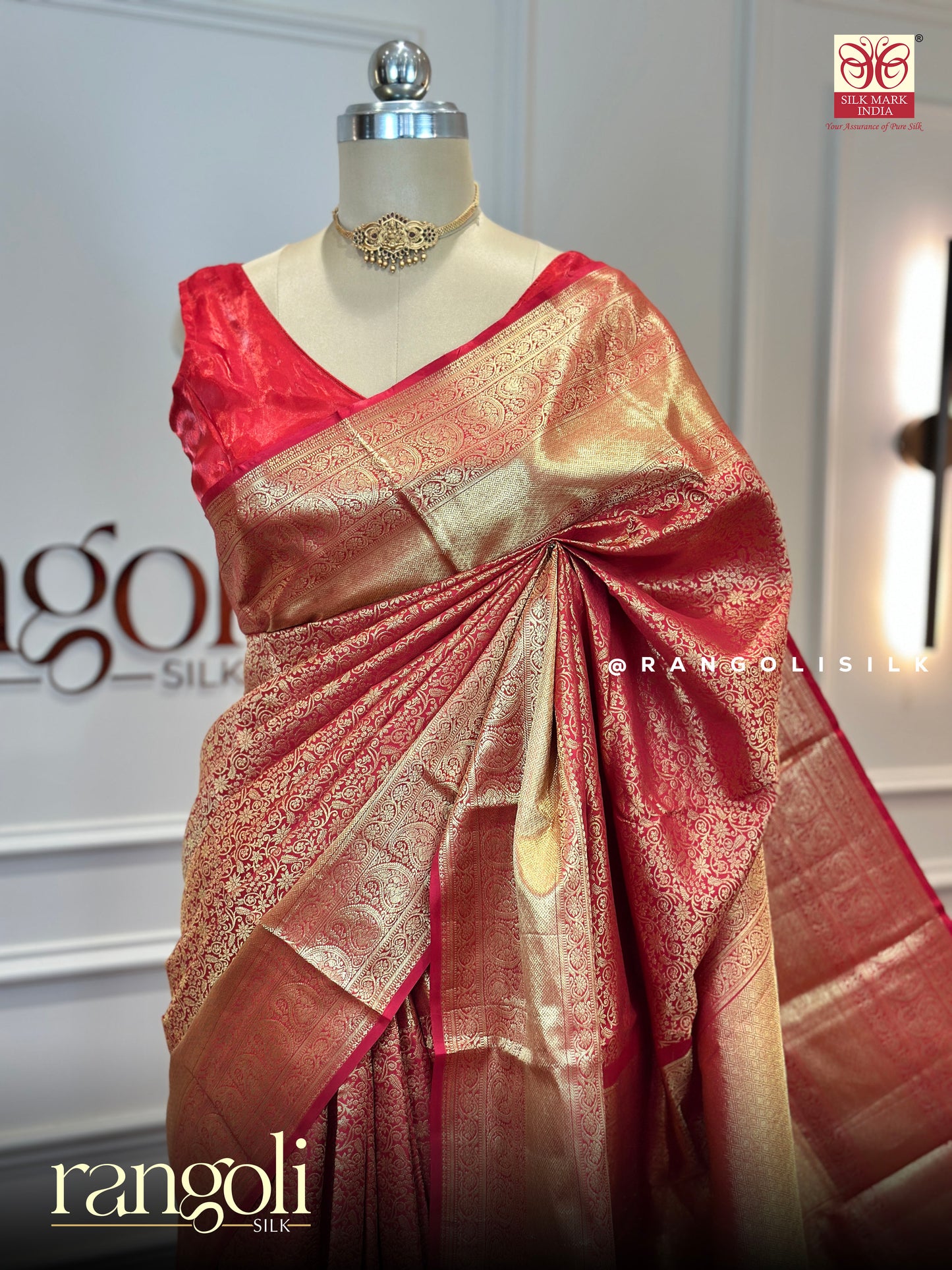 Bridal Pure Kanjivaram Silk Tissue Saree with Rich Gold Zari Work - Post 749