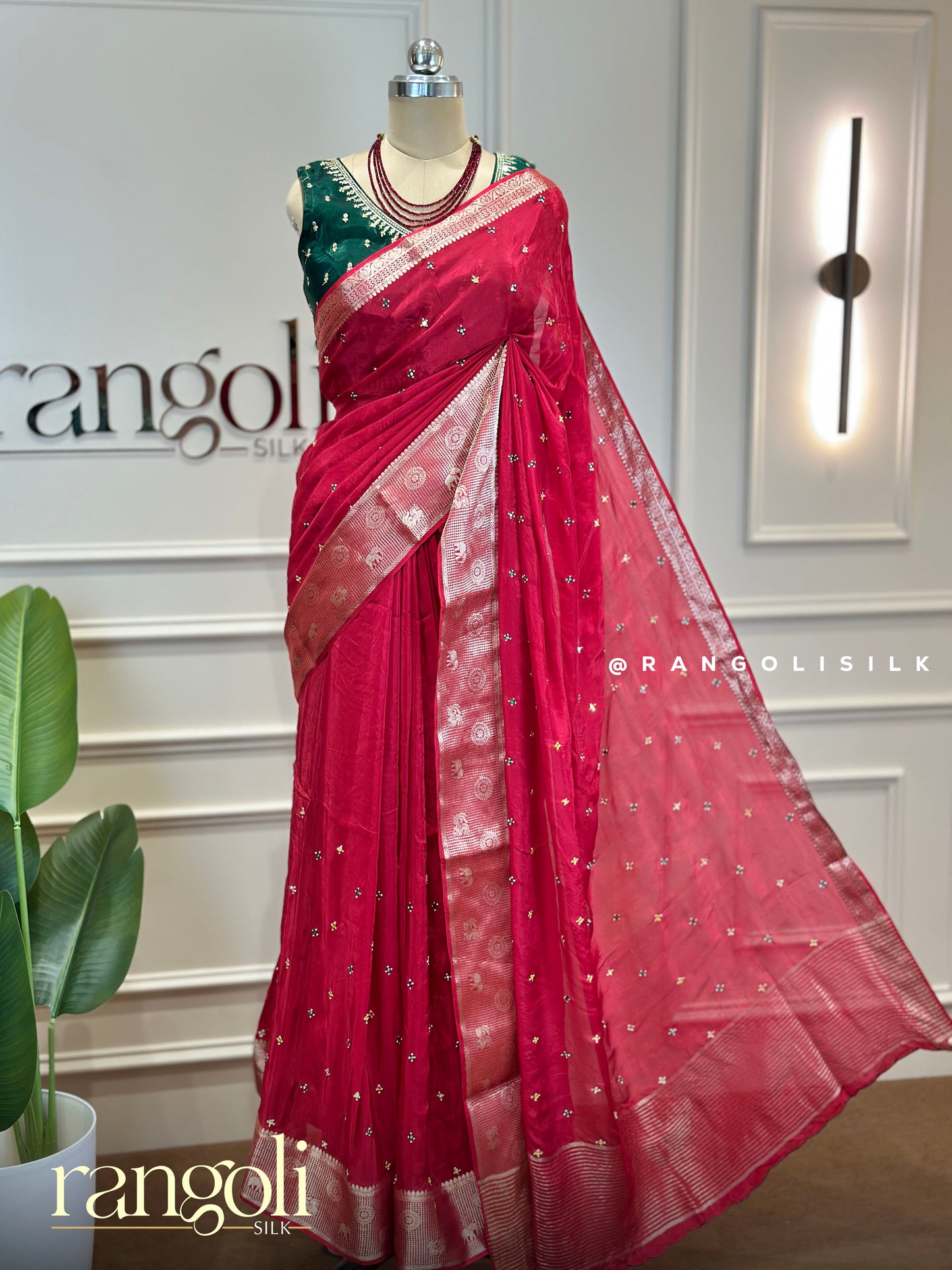 Elegant Banaras Saree in Beautiful Shades with Mirror Work - Post 985