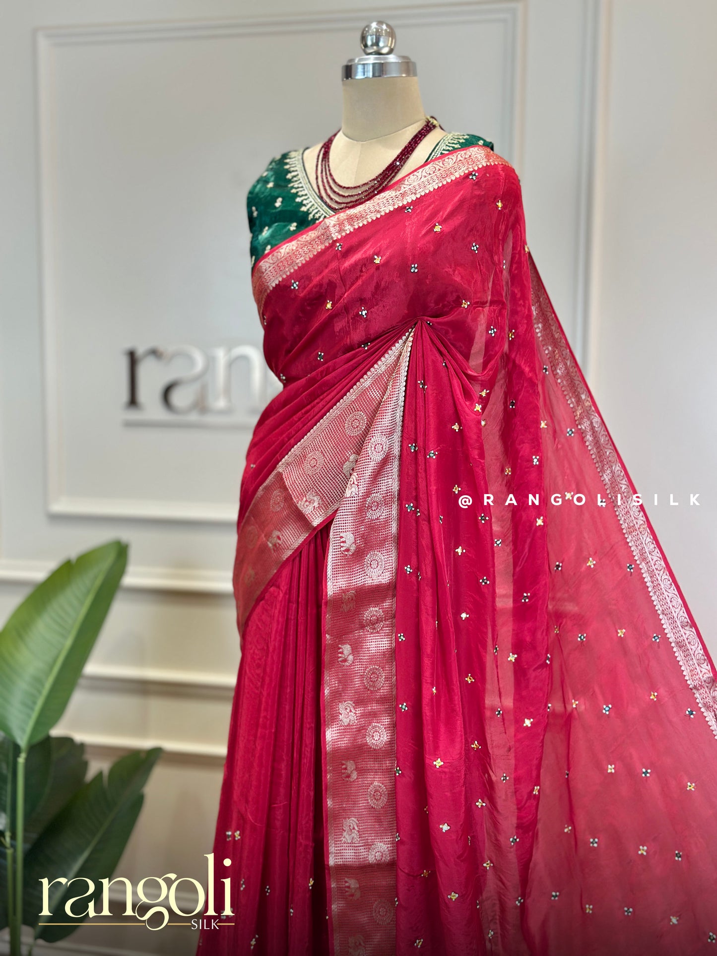 Elegant Banaras Saree in Beautiful Shades with Mirror Work - Post 985