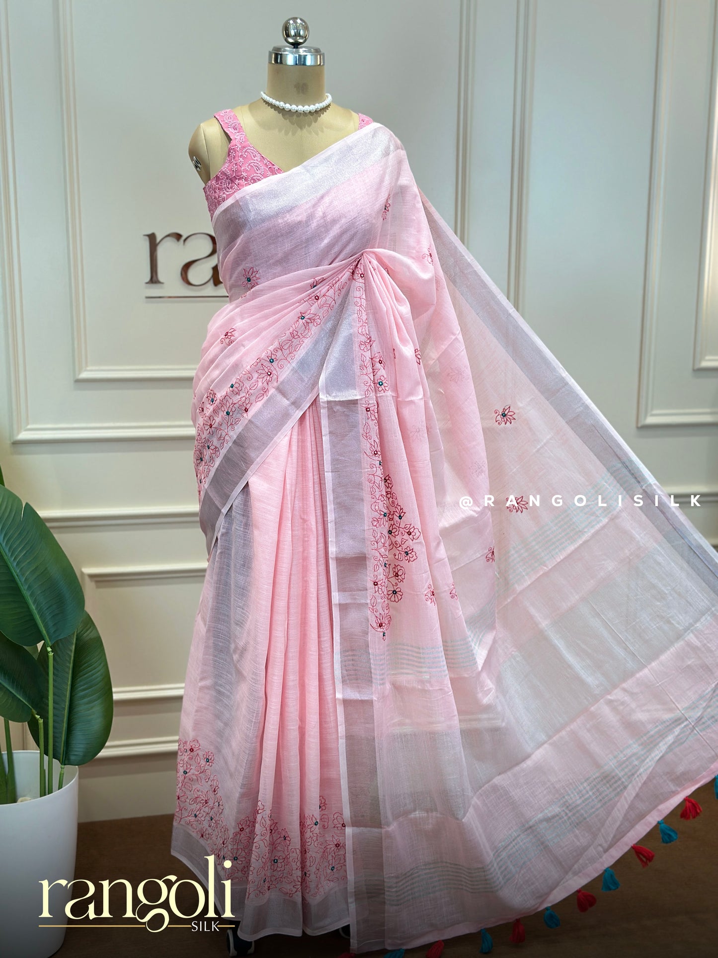 Linen Cotton Sarees Collection with Floral Embroidery - Post 869