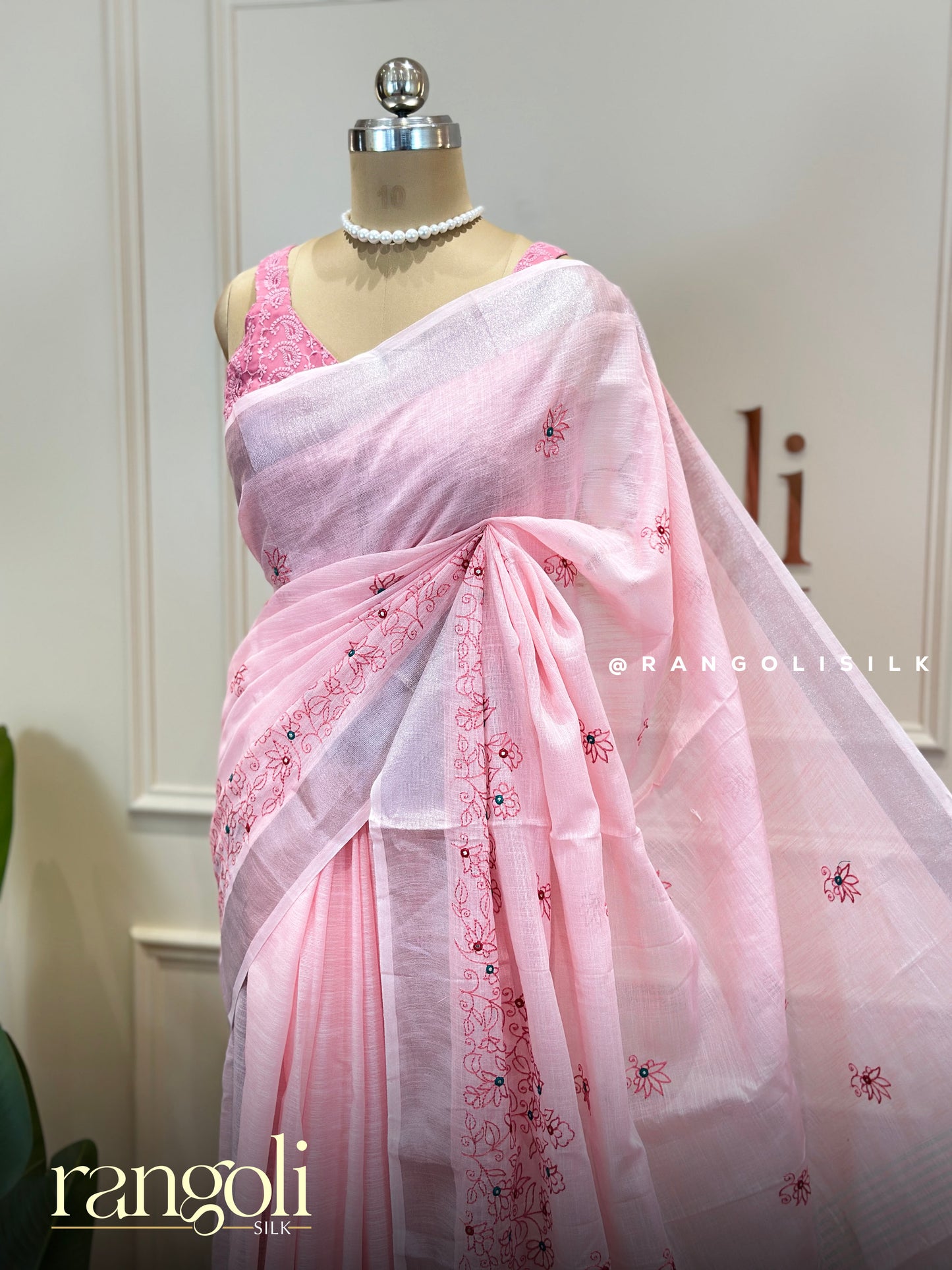 Linen Cotton Sarees Collection with Floral Embroidery - Post 869