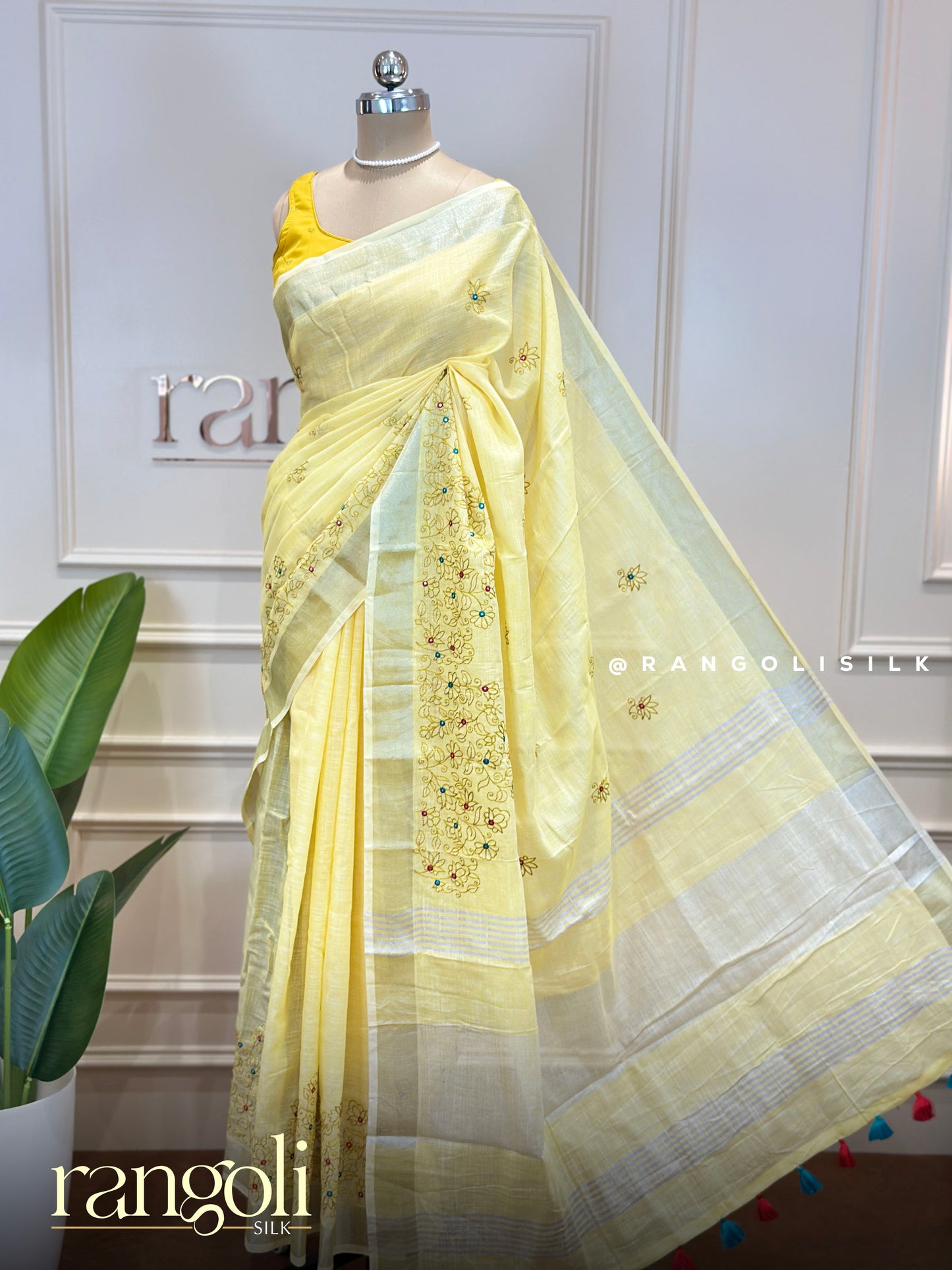 Linen Cotton Sarees Collection with Floral Embroidery - Post 869