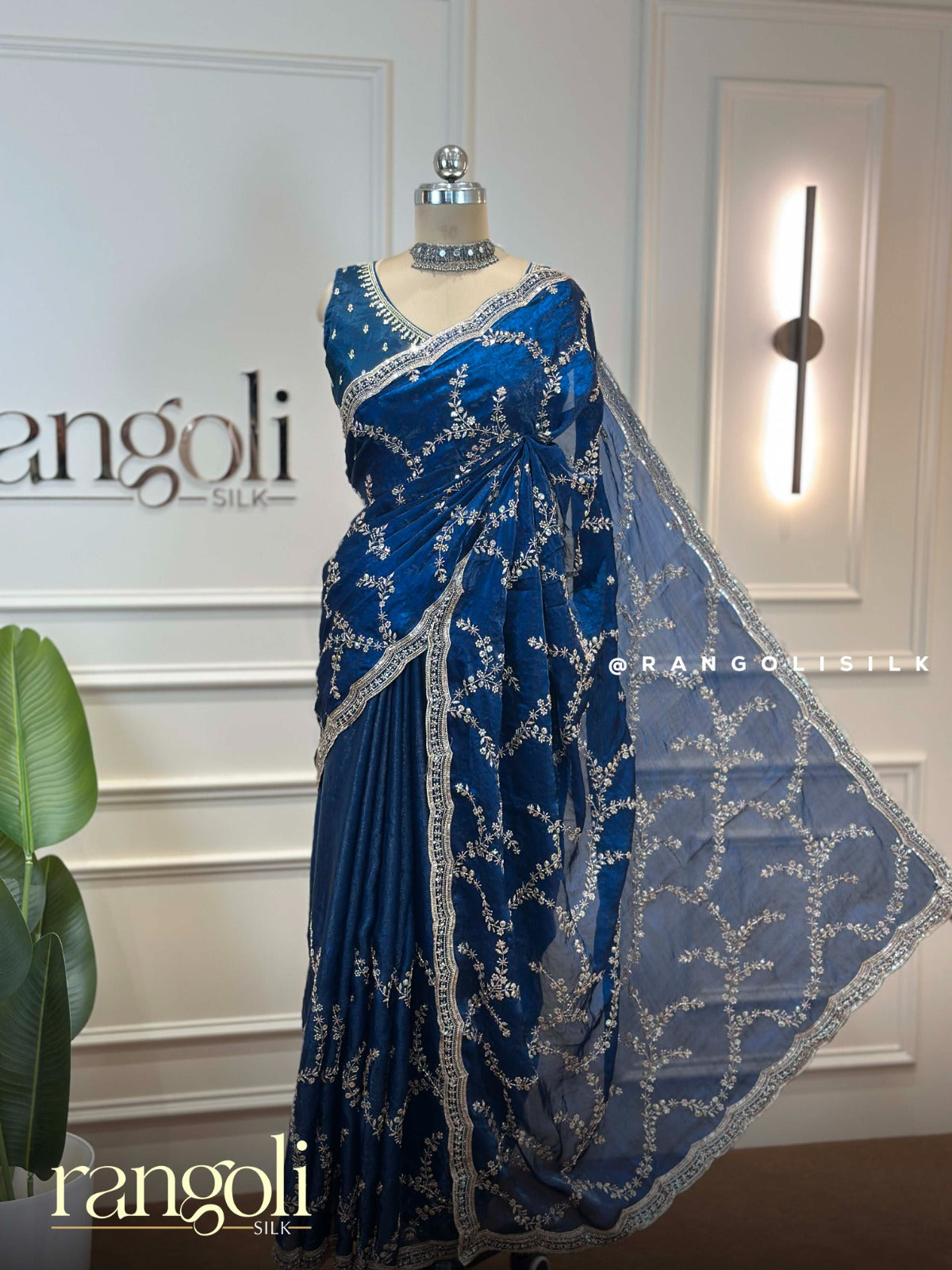 Designer Organza Saree with Scalloped Sequins Border - Post 941