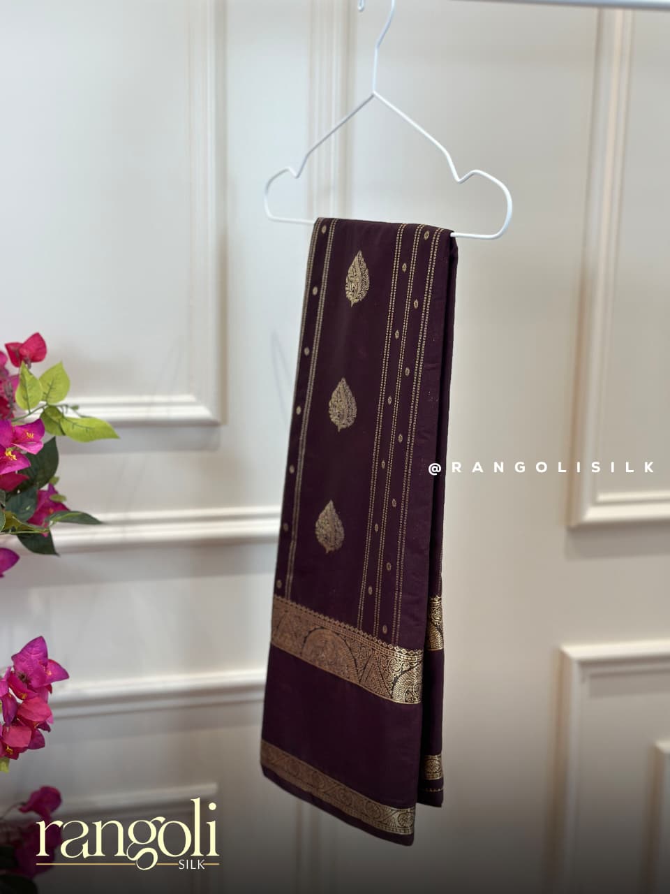 Semi Mysore Silk Saree with Zari Buttas, Striped Design & Rich Pallu - Post 935