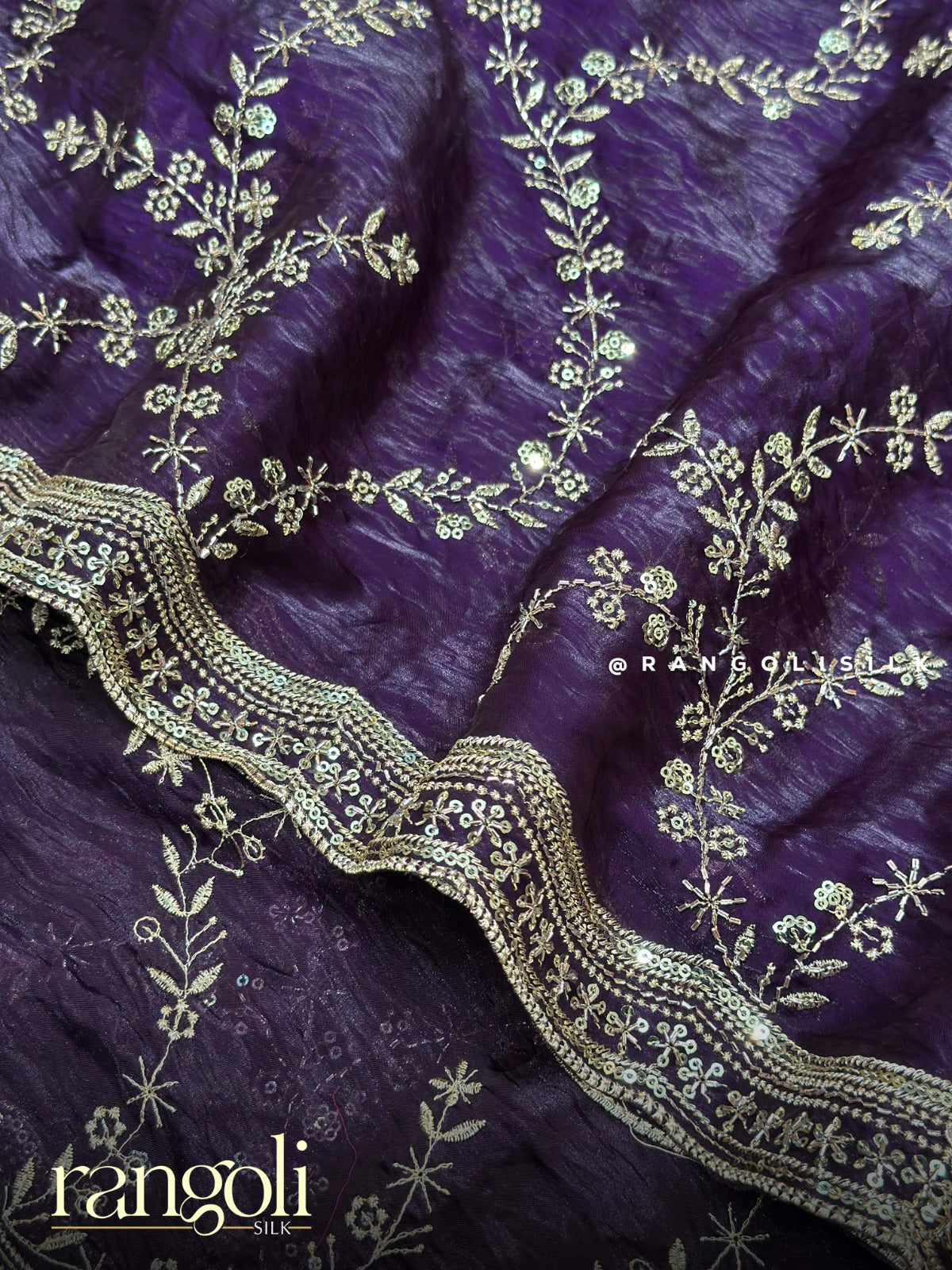 Designer Organza Saree with Scalloped Sequins Border - Post 941