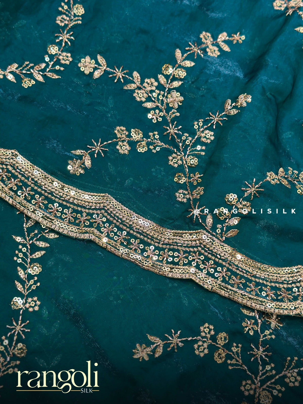 Designer Organza Saree with Scalloped Sequins Border - Post 941