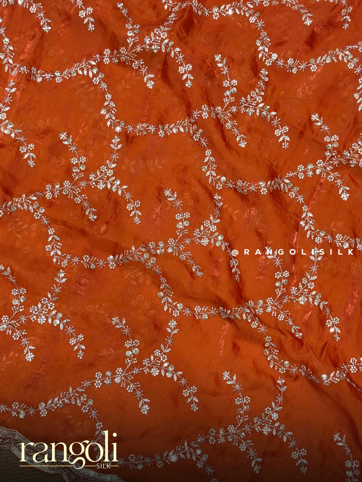 Designer Organza Saree with Scalloped Sequins Border - Post 941