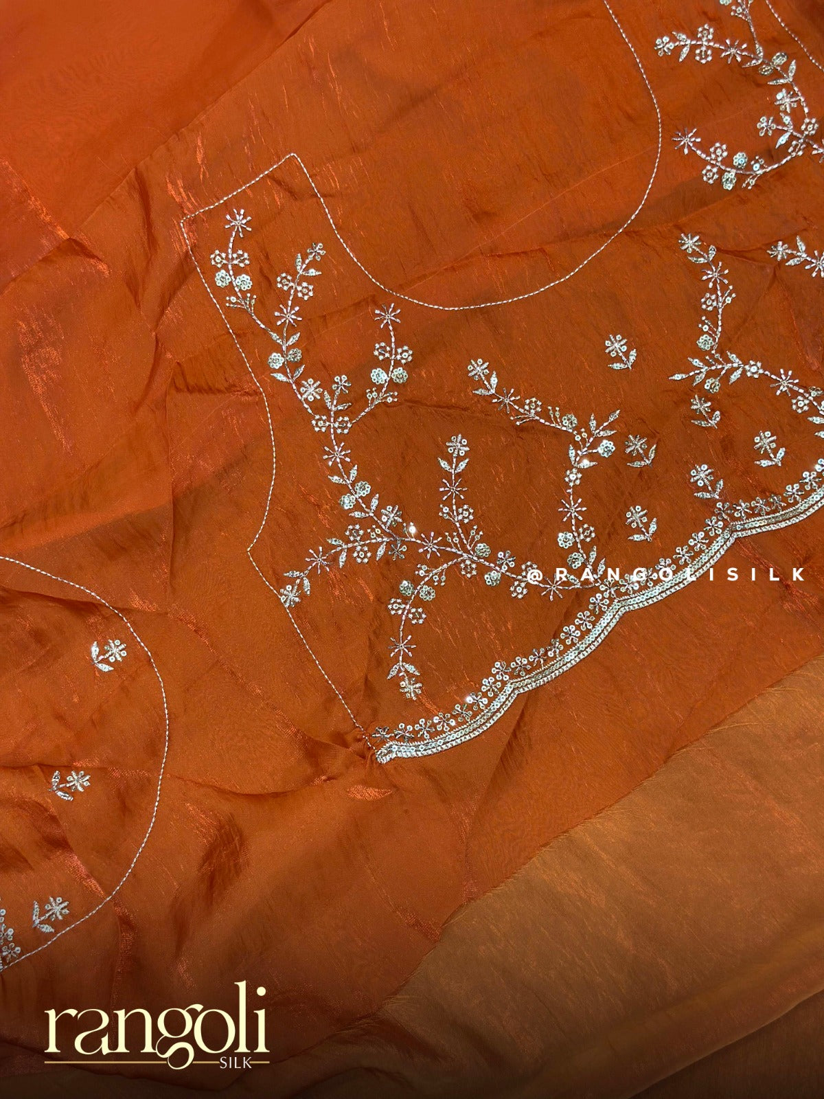 Designer Organza Saree with Scalloped Sequins Border - Post 941