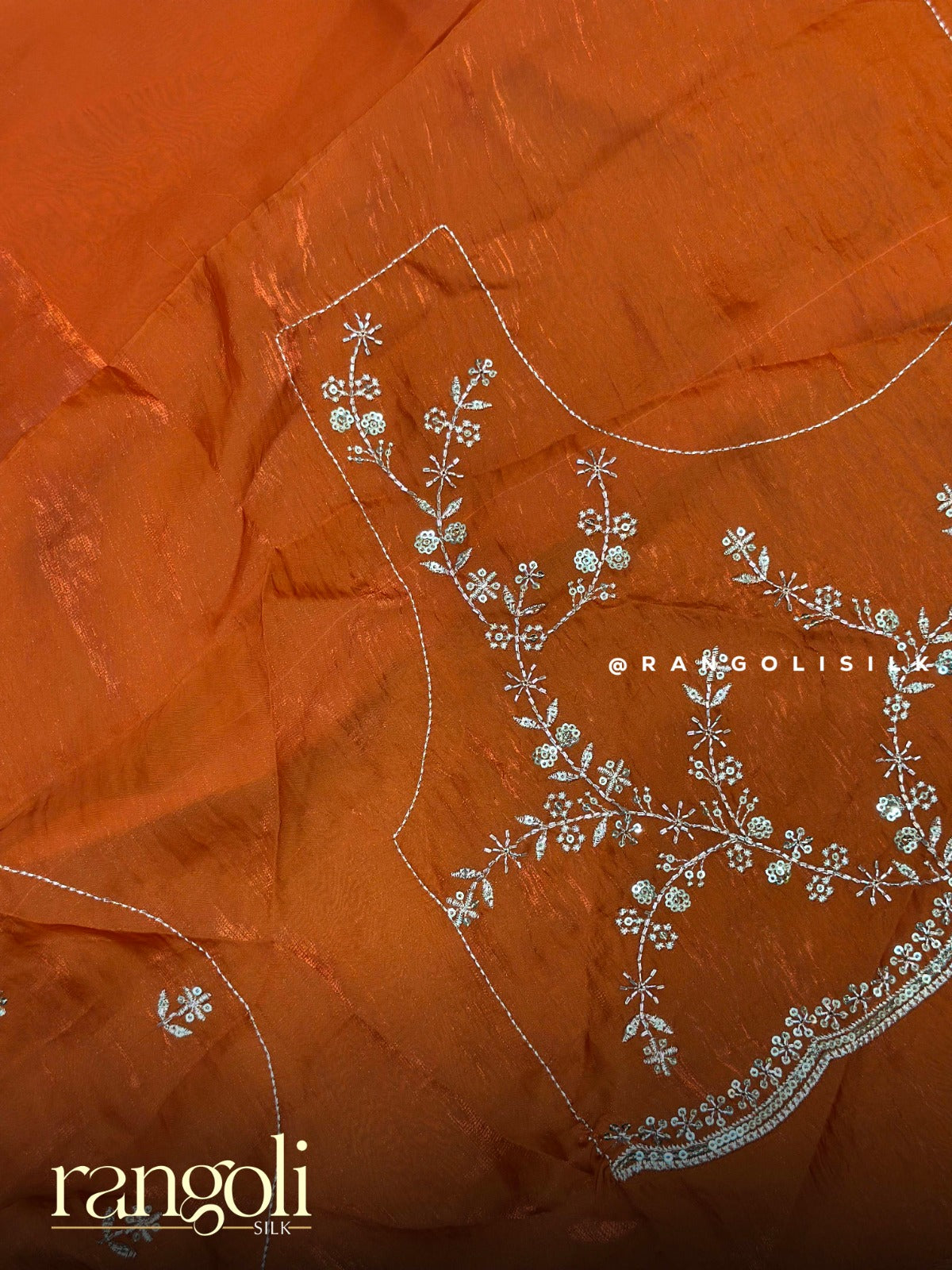 Designer Organza Saree with Scalloped Sequins Border - Post 941