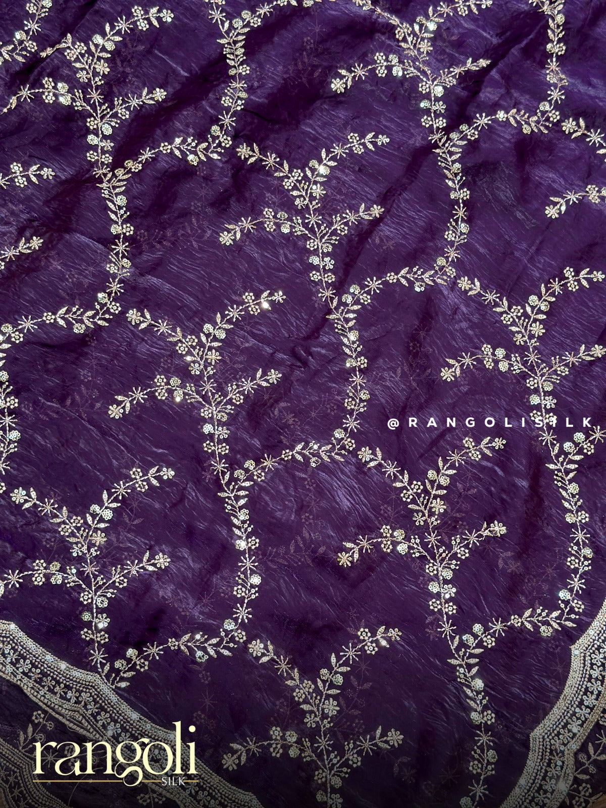 Designer Organza Saree with Scalloped Sequins Border - Post 941