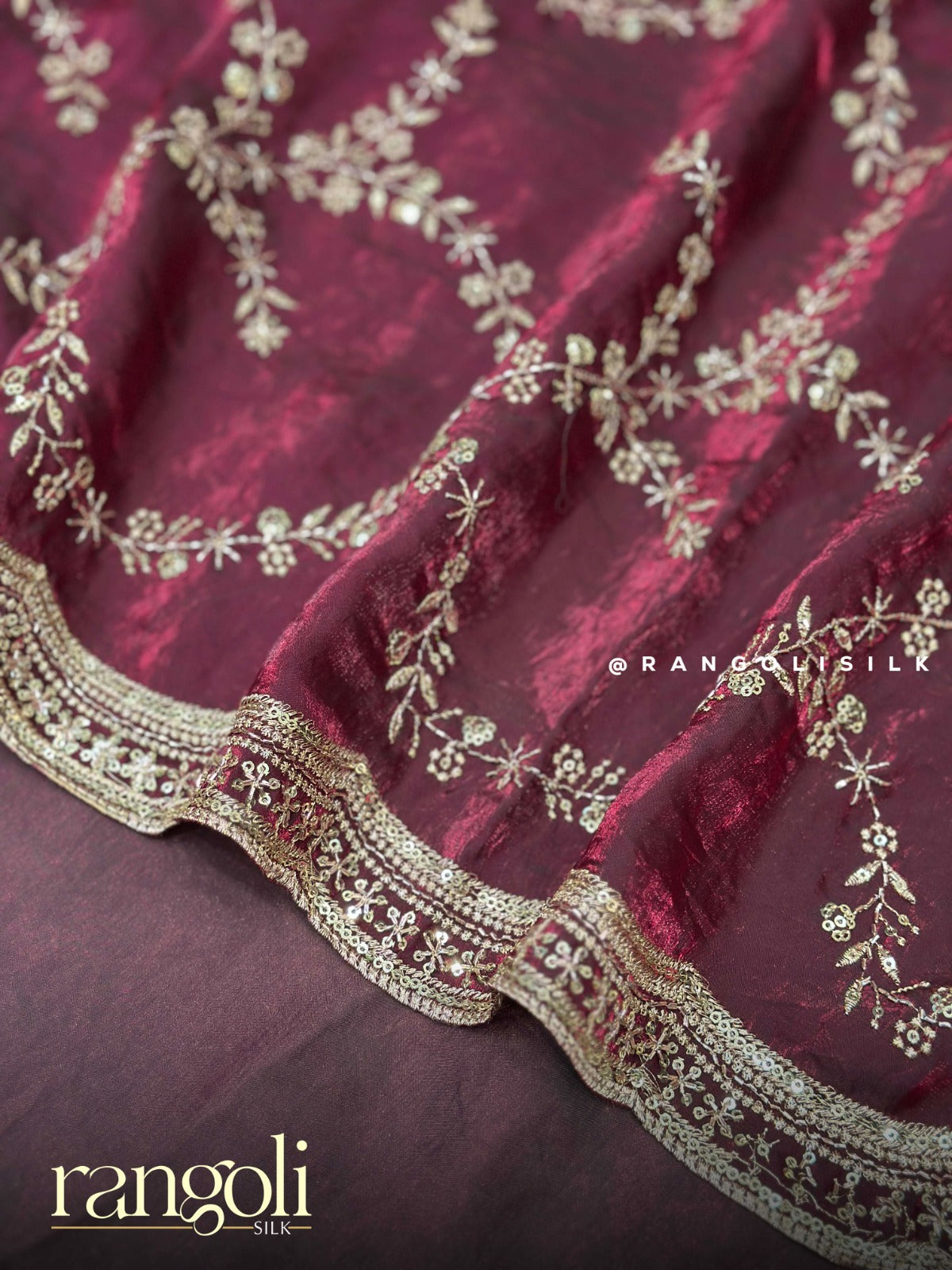 Designer Organza Saree with Scalloped Sequins Border - Post 941