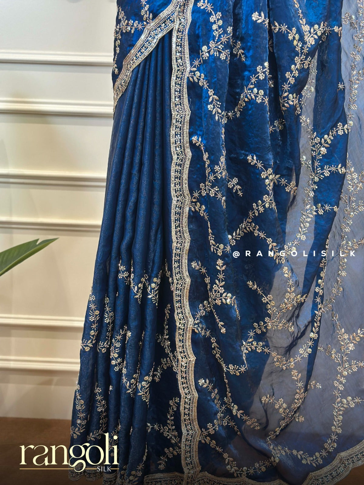 Designer Organza Saree with Scalloped Sequins Border - Post 941