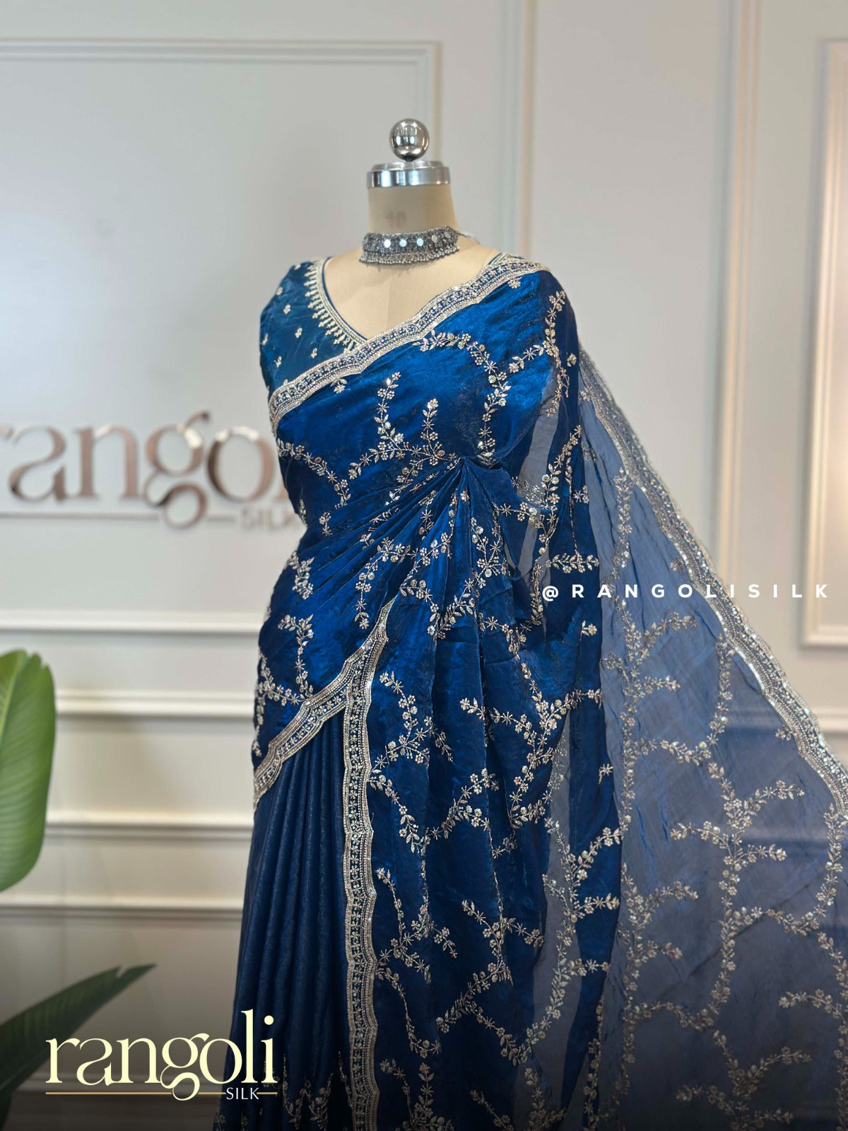 Designer Organza Saree with Scalloped Sequins Border - Post 941