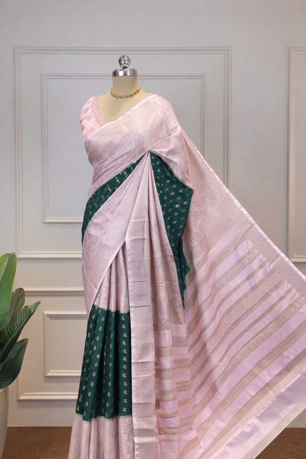 Semi Mysore Crepe Silk Saree with Elegant Brocade & Rich Zari Work - Post 800